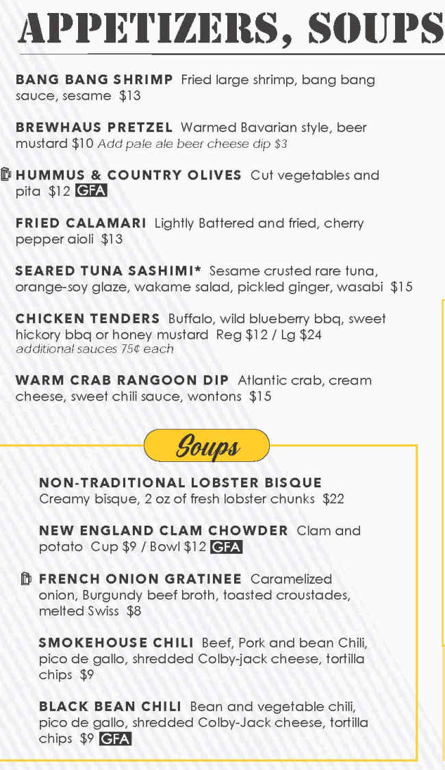 Sea Dog Brewing Co menu page 1