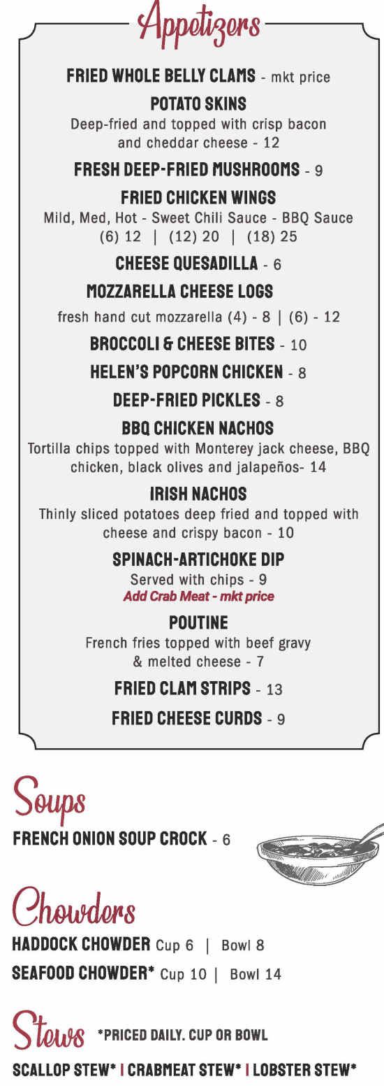 Helen's menu page 1