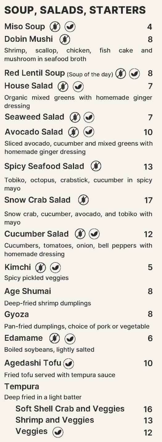 Aki Sushi Tapas Boba menu page 1