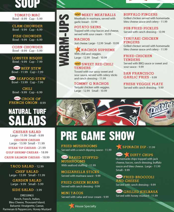 Pointe Afta menu page 1