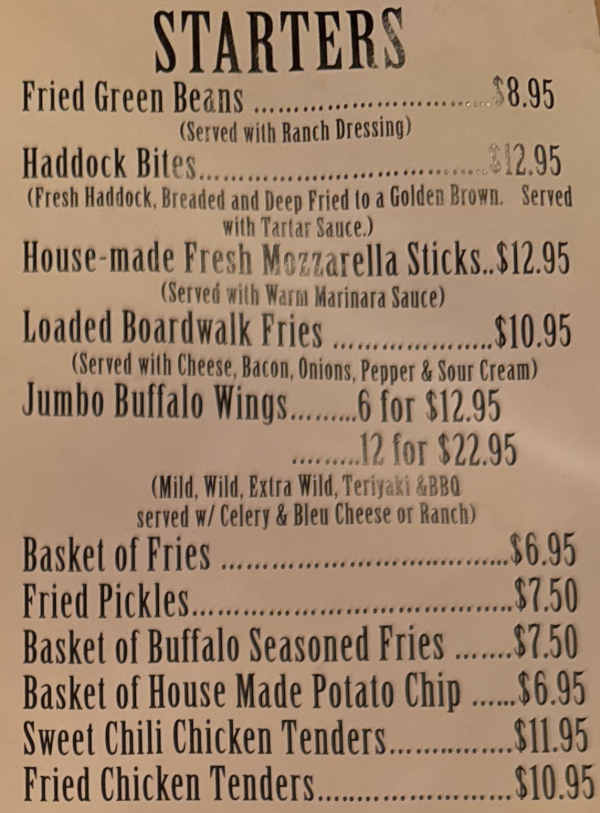 You Know Whose Pub menu page 1