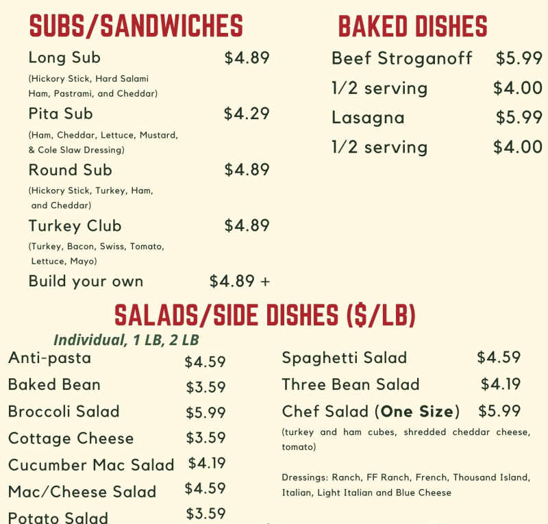 Mackenzies Party Store menu page 1