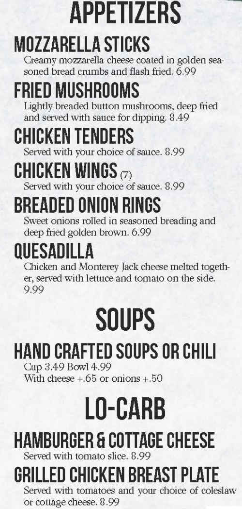 Great Lakes Family Restaurant menu page 1