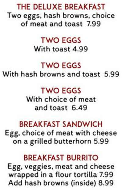 Hearthstone Oven menu page 1