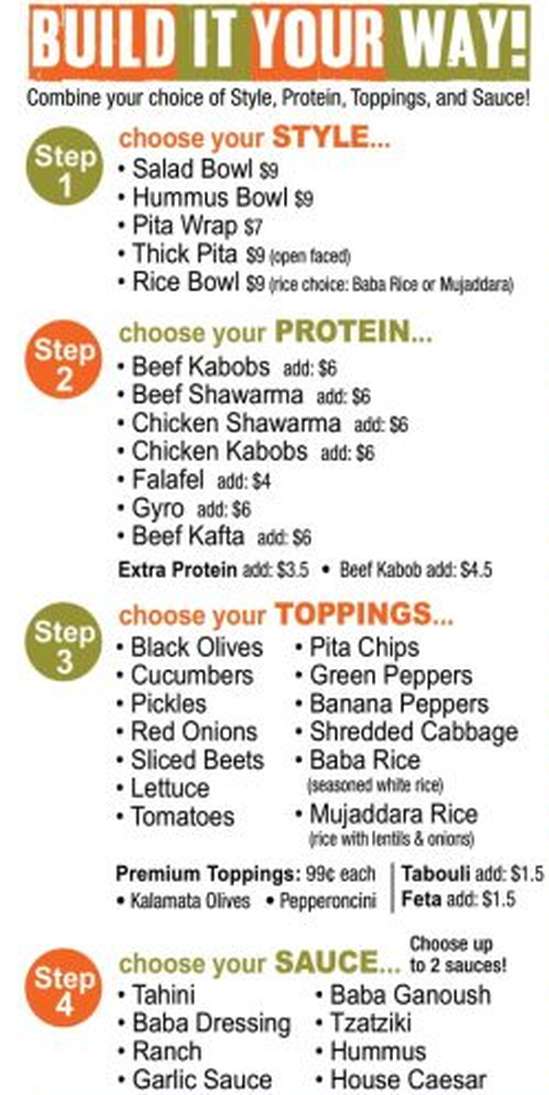 Baba Dari menu page 1