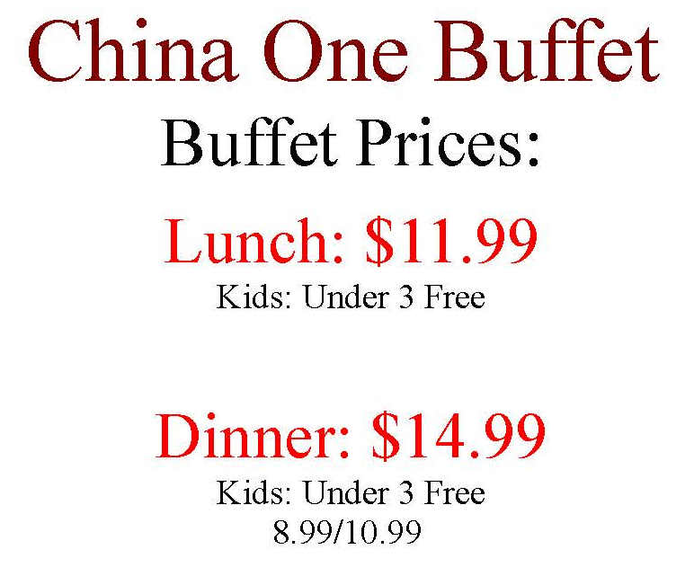 China One Buffet menu page 1