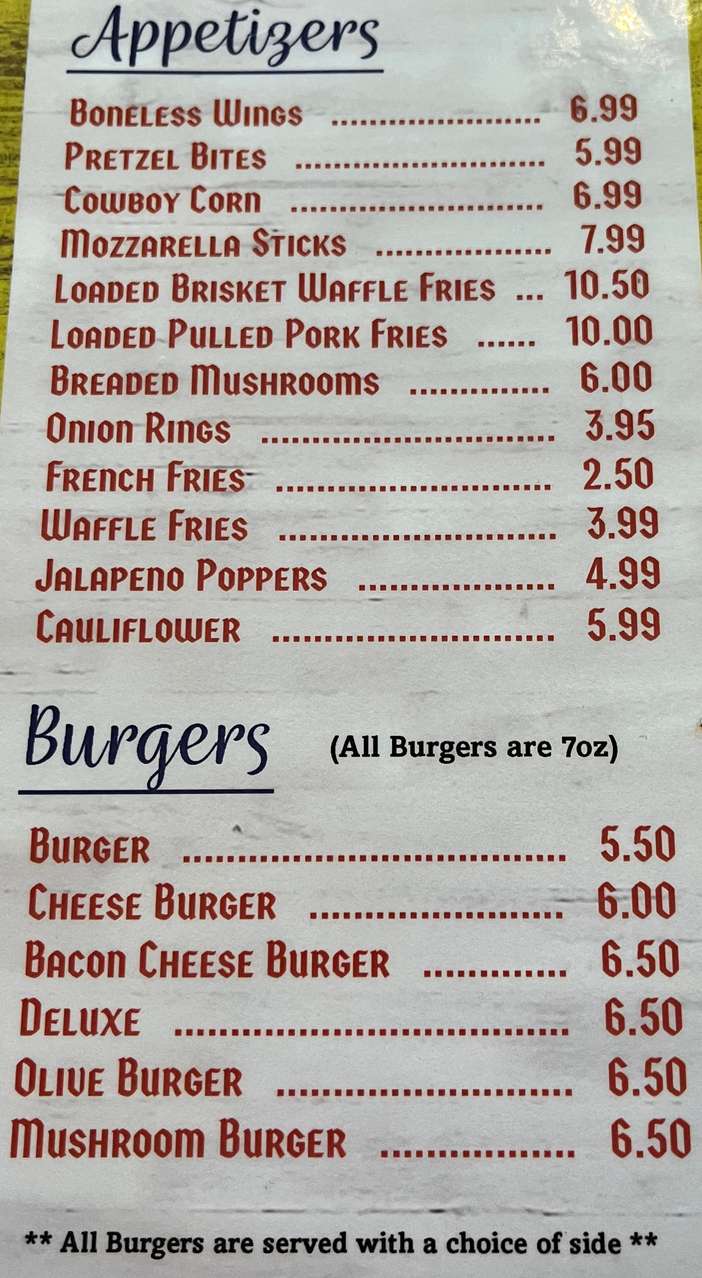 The Yellow Window menu page 1