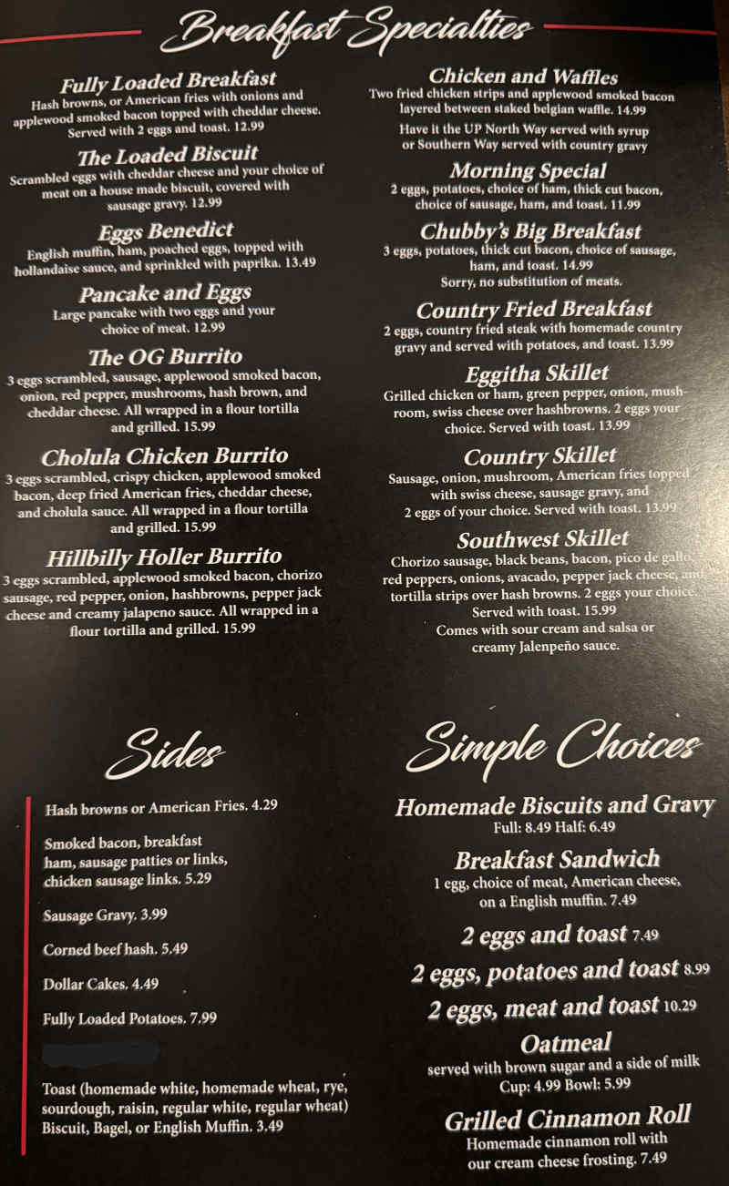 13th Street Market menu page 1