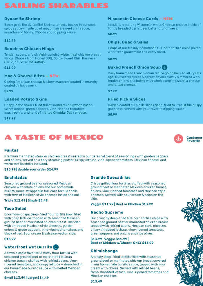 Burke's Waterfront menu page 1