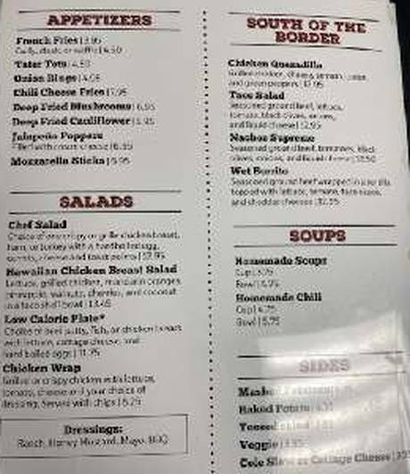 Kountry Kitchen menu page 1