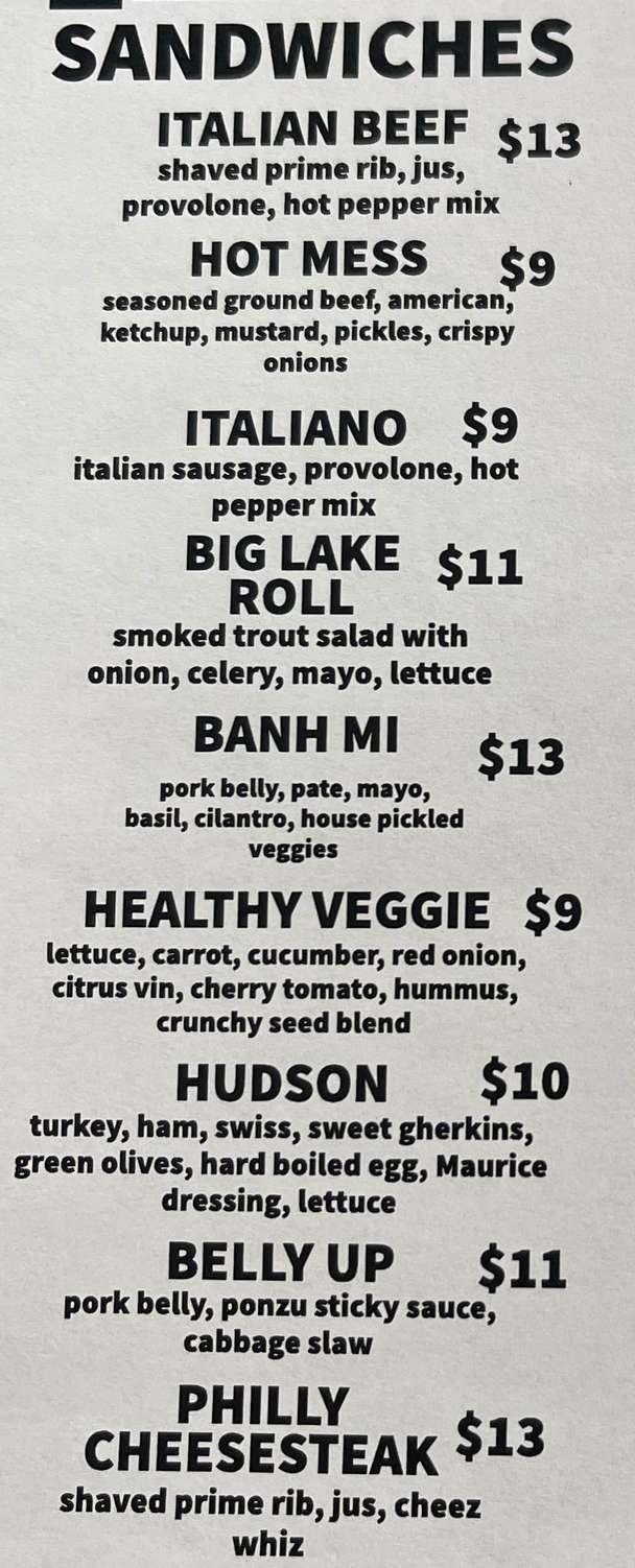 Black Market Foods menu page 1