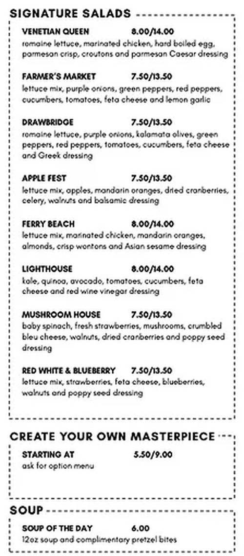 The Salad Fork menu page 1