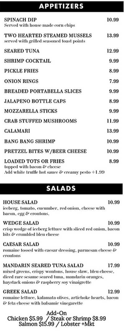 Bill's Grill House menu page 1