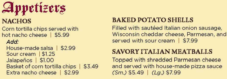 Ambassador Restaurant menu page 1