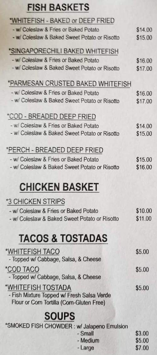 Four Suns Fish & Chips menu page 1