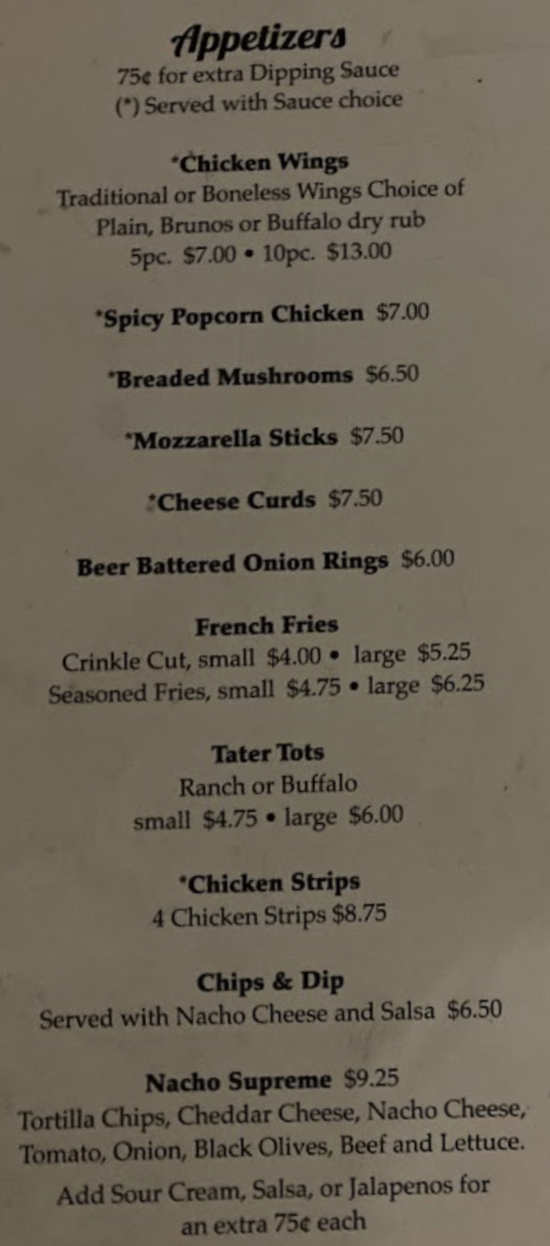 Schmidts Corner menu page 1