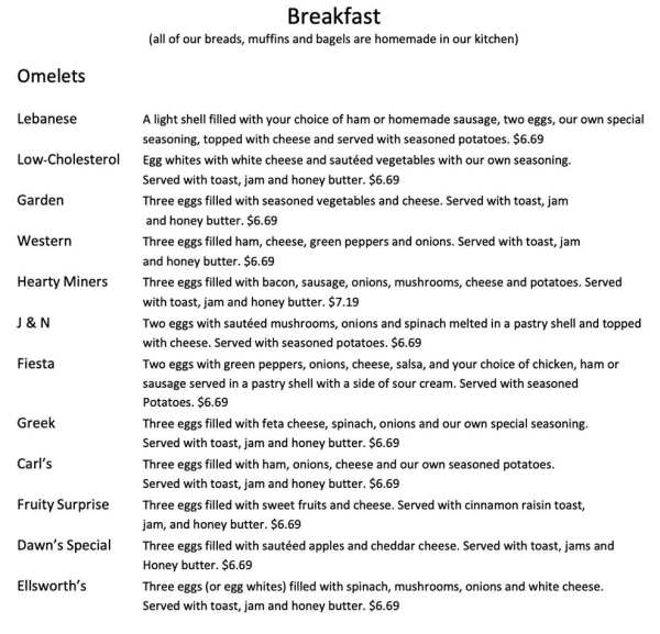 Victoria's Kitchen menu page 1