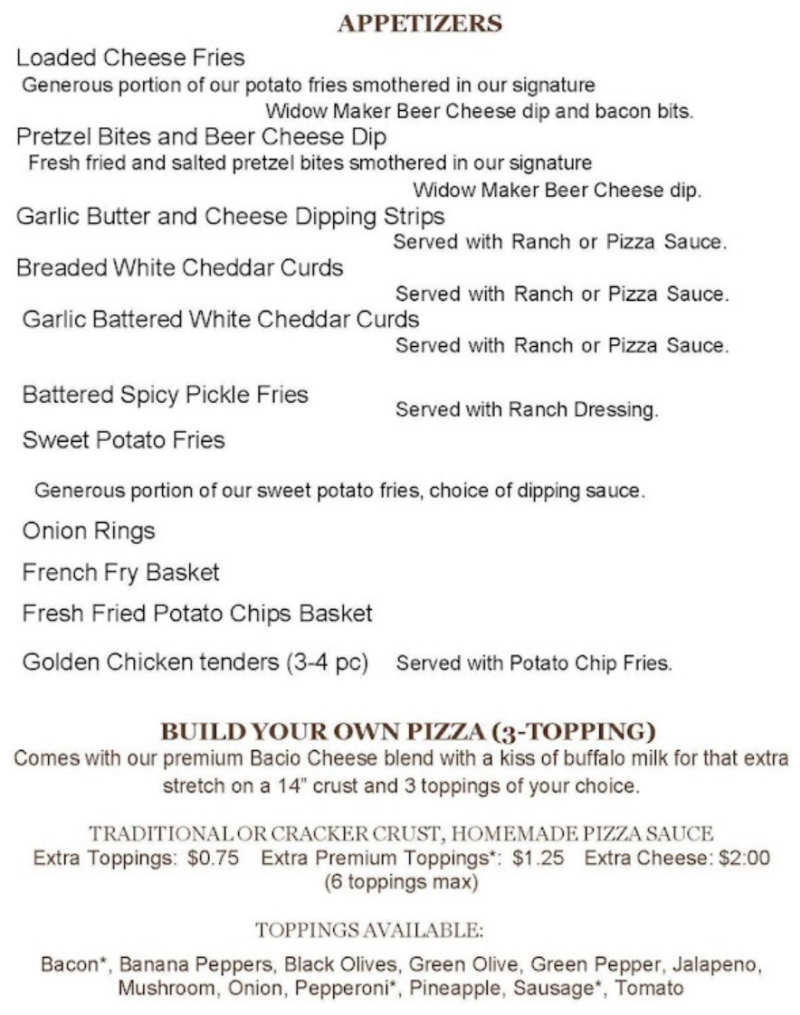 1902 Tap & Grill menu page 1