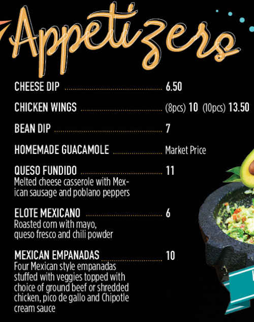 La Catrina Cocina Mexicana menu page 1