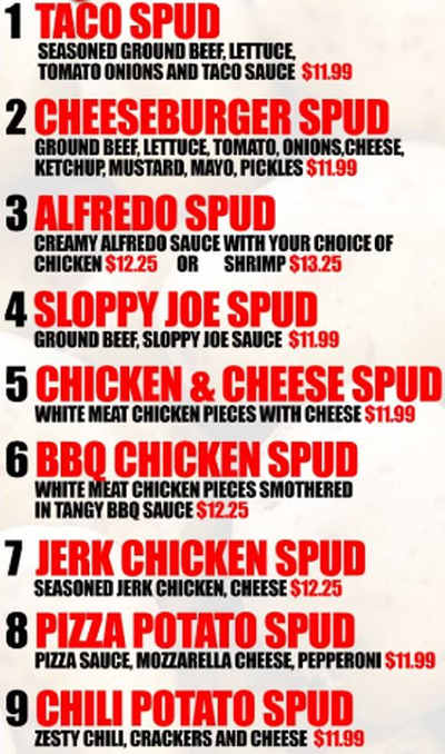 Load A Spud Potato Bar menu page 1