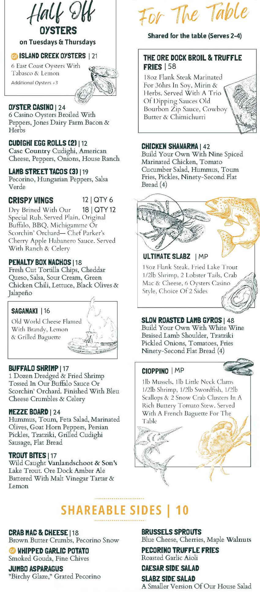 Slabz Bar & Grill menu page 1