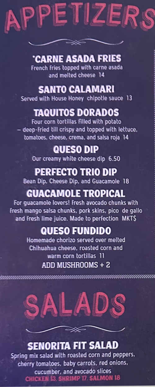 El Santo Tacos & Tequila menu page 1