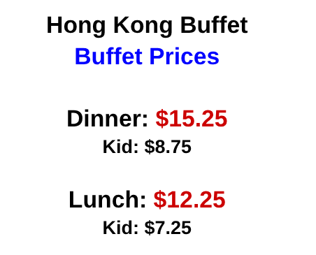 Hong Kong Buffet menu page 1