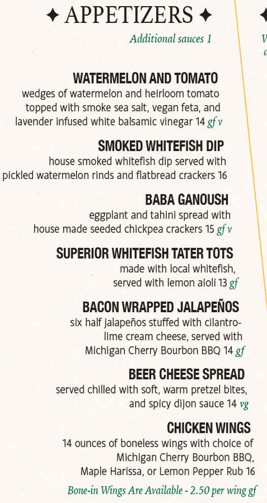 Iron Bay Drinkery menu page 1