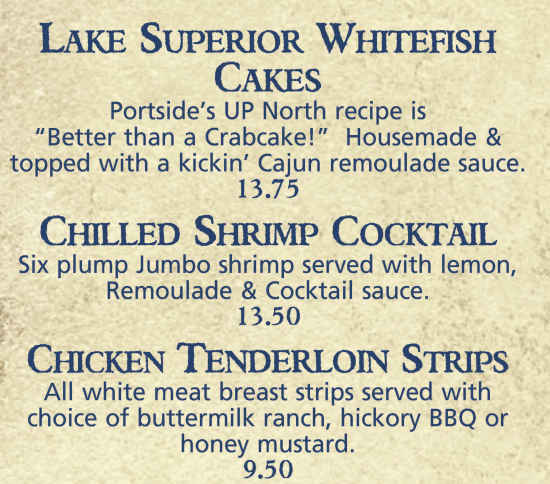 Portside Inn menu page 1