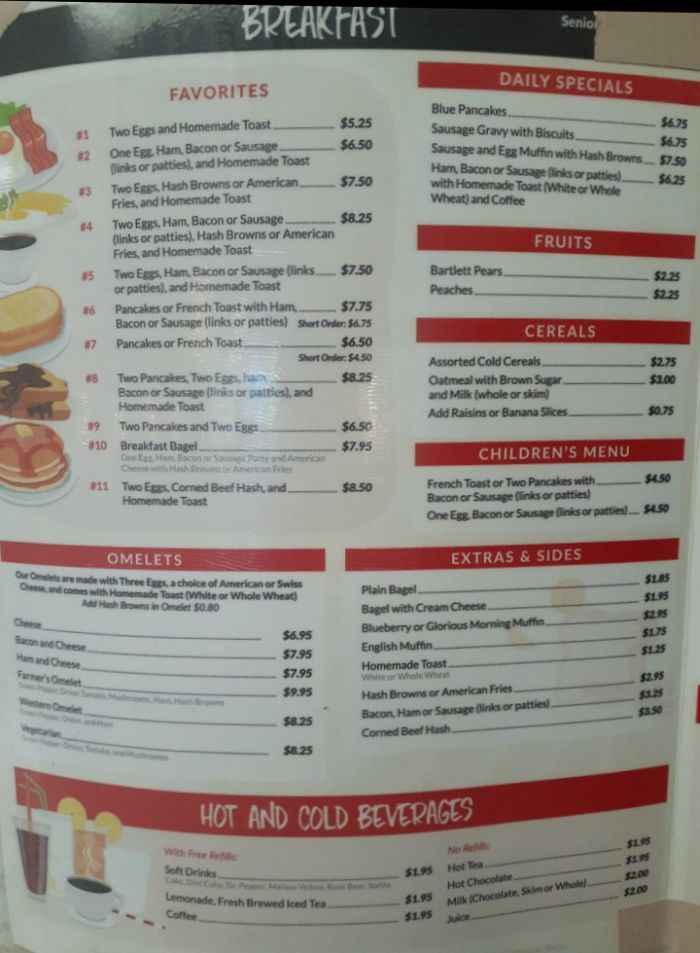 Stan's Restaurant menu page 1