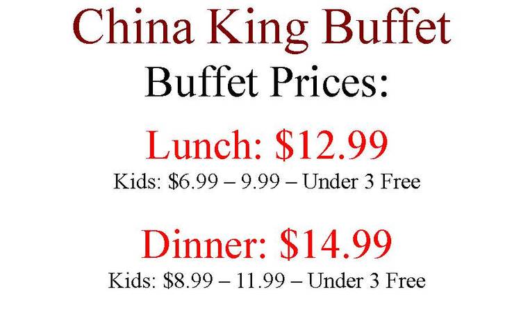 China King Buffet menu page 1