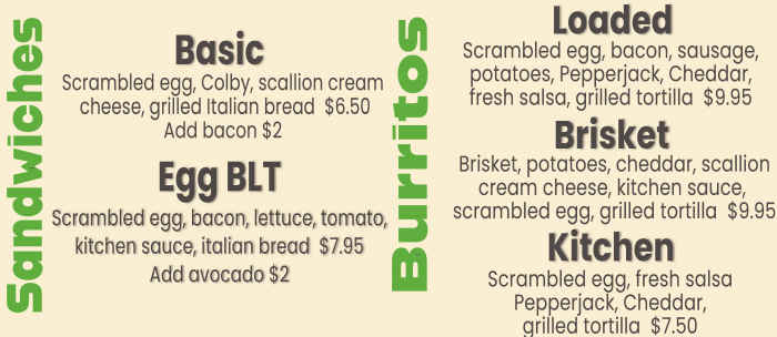 The Kitchen menu page 1