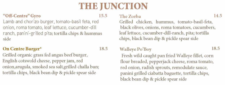 Centre Street Cafe menu page 1