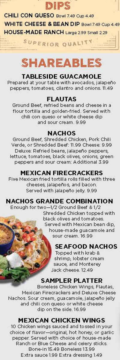 La Senorita menu page 1