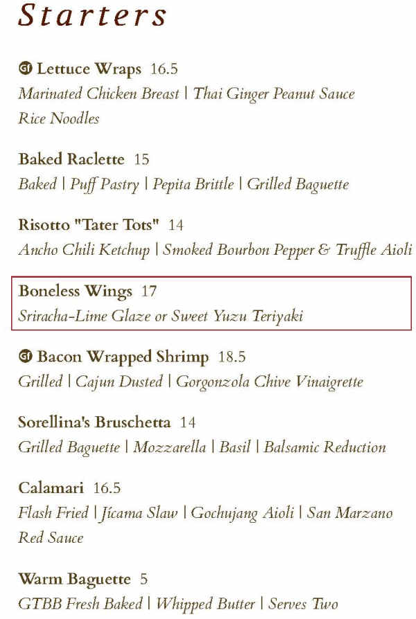 McGee's 72 menu page 1