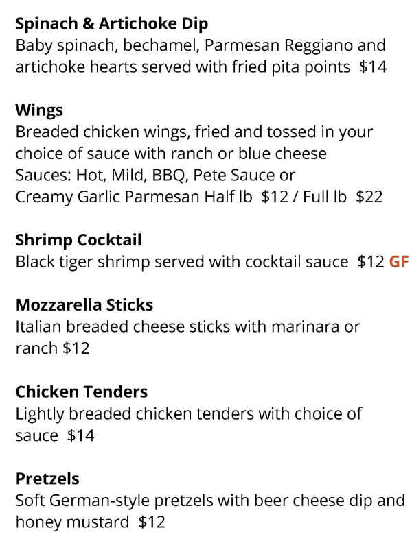 Bradley's Pub & Grille menu page 1