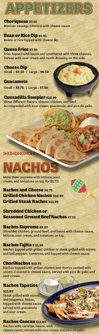Los Tapatios menu page 1