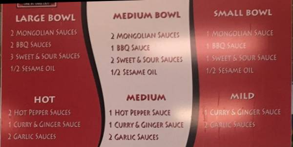 Mongolian Grill menu page 1