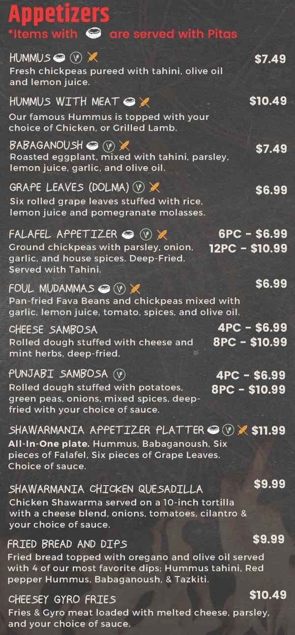 Shawarmania Mediterranean Grill menu page 1