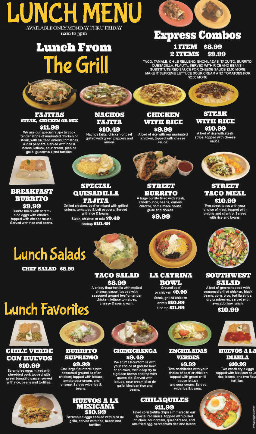 Catrine's Mexican Grill & Bar menu page 1