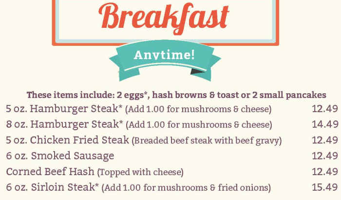 Brigitte's Cafe menu page 1