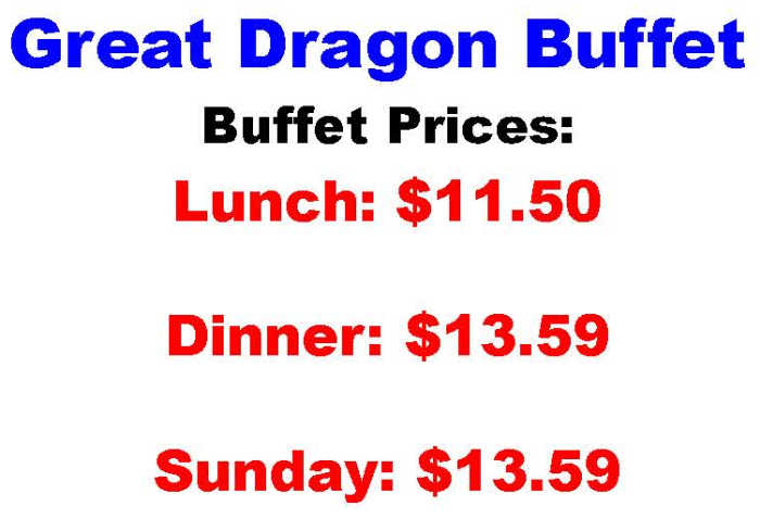 Great Dragon Buffet menu page 1