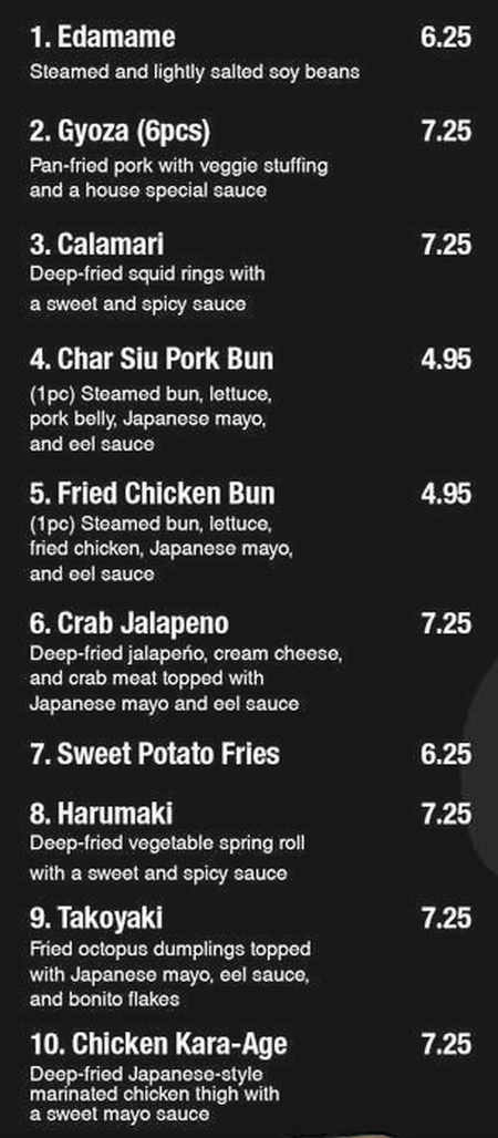Ippin Ramen menu page 1