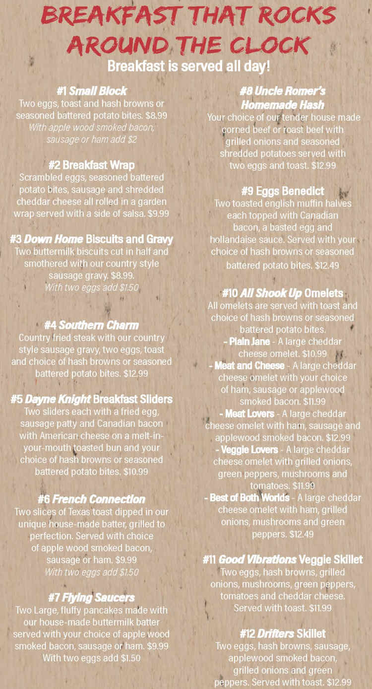 Park Diner menu page 1