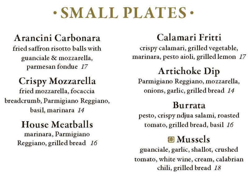 Kavo Italian Eatery menu page 1
