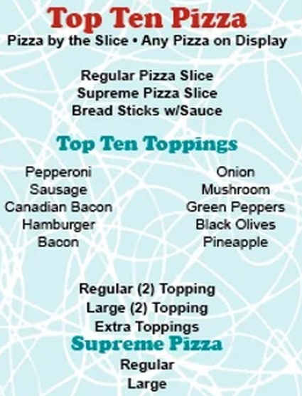 Cakes & Cream 50's Diner menu page 1