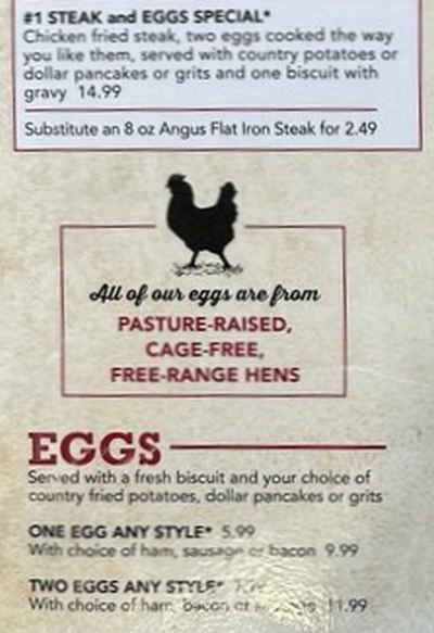 Farmhouse Restaurant menu page 1
