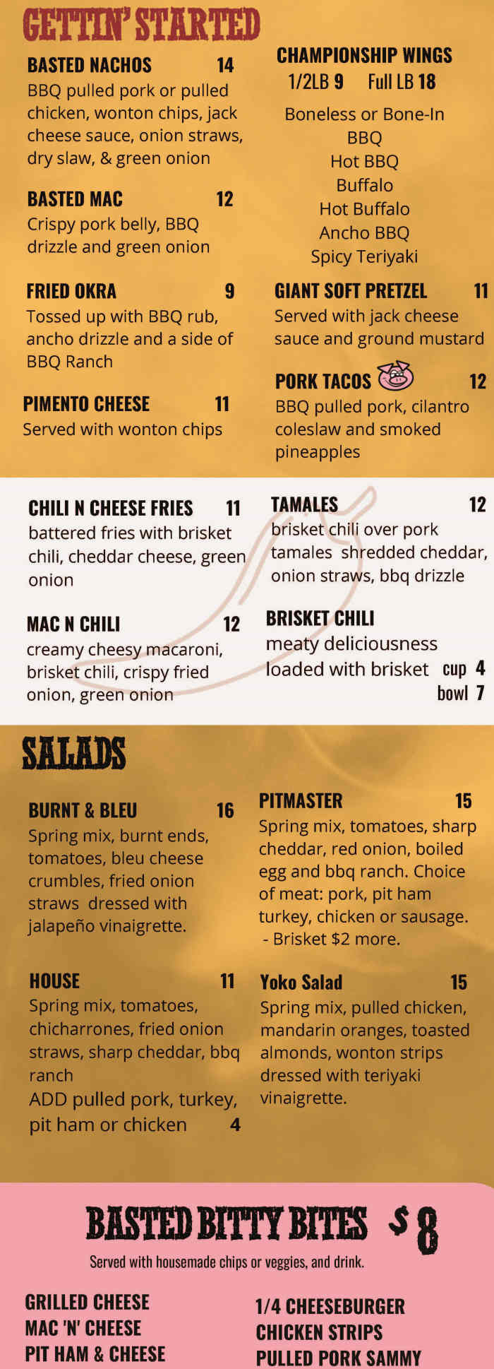 Gettin' Basted menu page 1