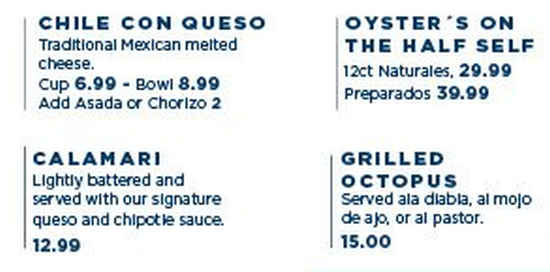 Little Hacienda menu page 1