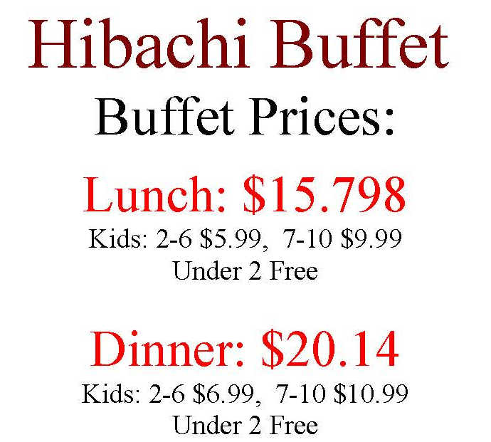 Hibachi Buffet menu page 1